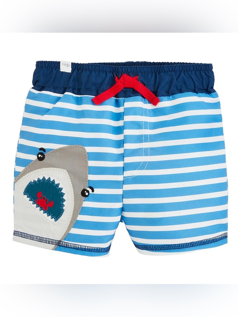 NWOT Mudpie Boys' Shark Applique Swim Trunks Size: 6-9 months X-small